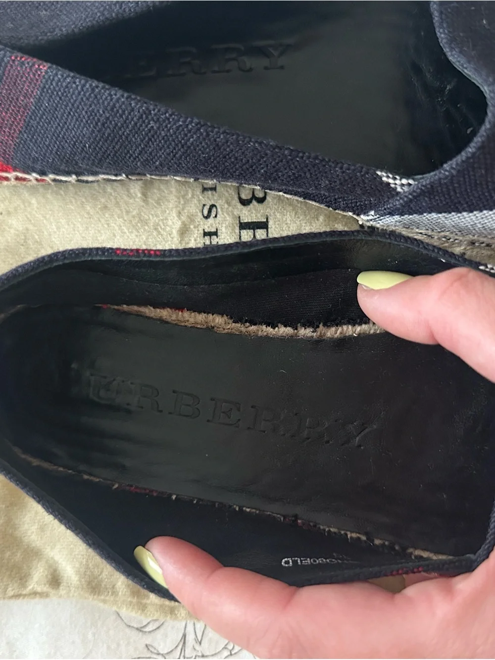 Burberry Black Canvas Espadrilles with Red Accents